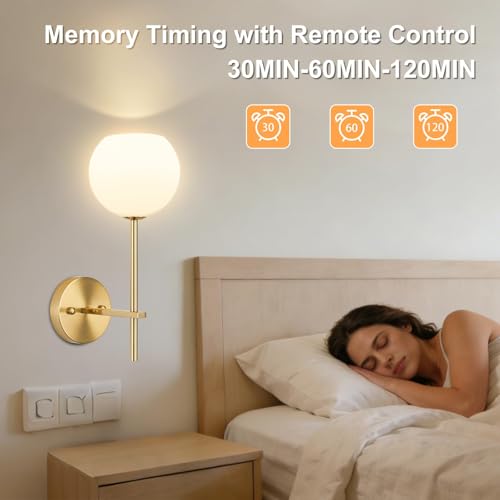 Gold Wireless Rechargeable Wall Sconces Set of 2 with Remote, Dimmable RGB & CCT for Home Decor