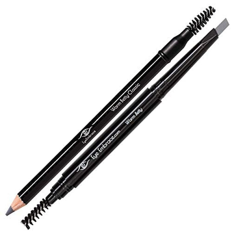 Eye Embrace Warm Betty Light Gray Eyebrow Pencils Bundle - Classic wooden pencil & Diamond Wedge Pencil - Waterproof, Cruelty-Free