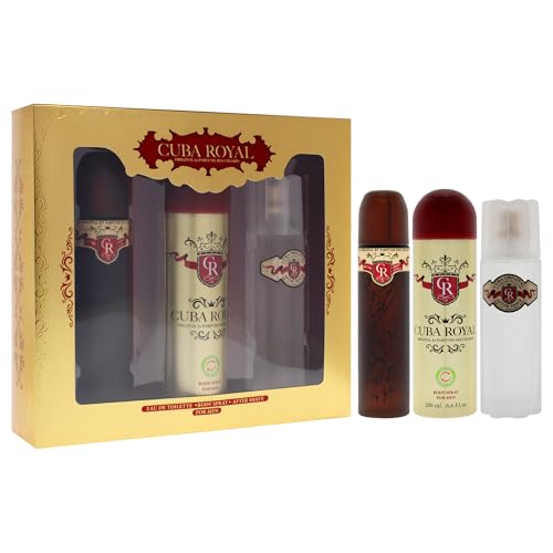Cuba Royal Men’s 3-Piece Gift Set with Eau De Toilette, After Shave & Body Spray, 1 Fl Oz