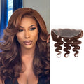 ALHER Chocolate Brown 14-Inch 13x4 HD Lace Frontal Closure Human Hair Body Wave, Pre-Plucked with Baby Hair