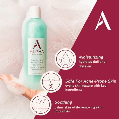 Alpha Skin Care Moisturizing Body Wash with Glycolic AHA - 12 Fl Oz Pack of 2