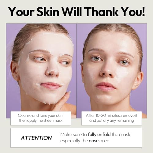 LAPCOS Collagen Sheet Mask Pack of 10 - Skin Firming & Anti-Aging Face Masks - Variation of Collagen 10ct