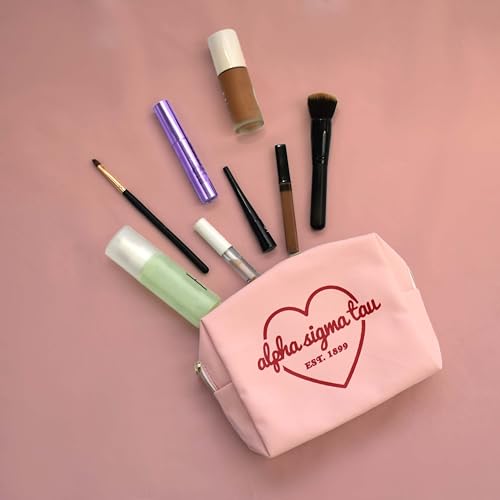 Water-Resistant Makeup Bag with Zipper Closure and Licensed Sorority Delta Zeta Design
