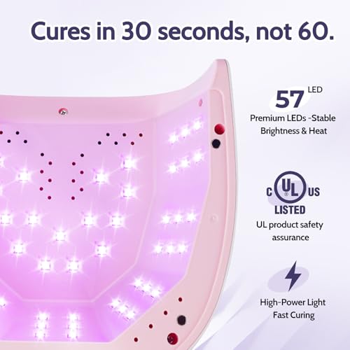 SHEXNAIL Ivory White UV LED Gel Nail Lamp - Fast 30s Curing with 57 Beads