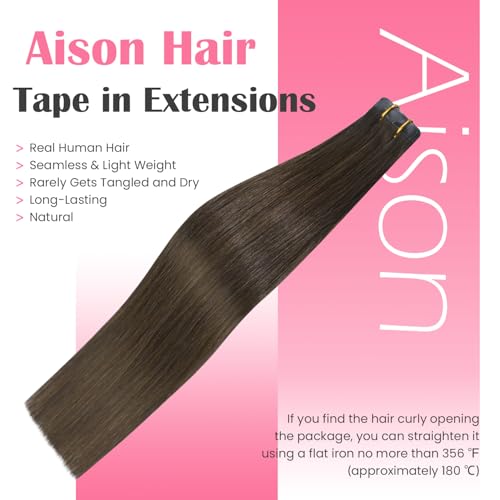 18 Inch Chocolate Brown Tape-in Hair Extensions - Human Hair, 40G, 20 Pieces