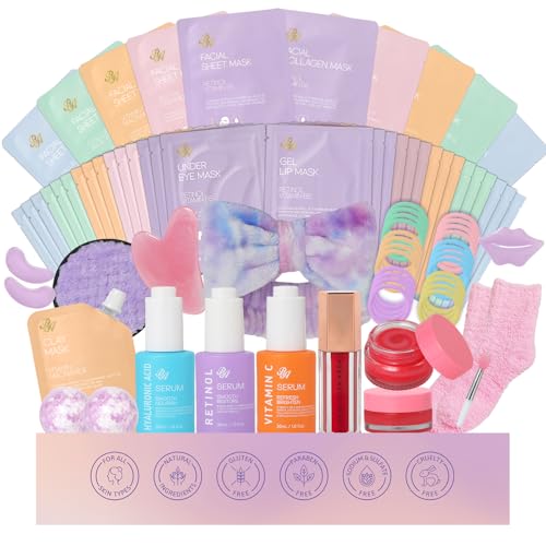 Lavender & Rose Hydrating Skin Care Set - 55 Pcs Spa Gift for Women