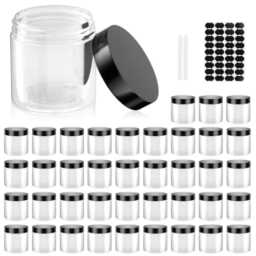 40 Pack 4 Oz Leak-Proof Plastic Travel Containers with Lids - Clear Cosmetic Jars