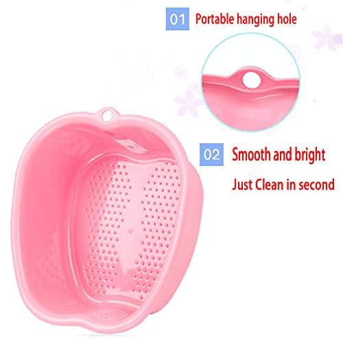Large Plastic Foot Basin Bath Spa Tub Feet Massage for Soaking Foot,Toe Nails, and Ankles,Pedicure,Improved Sturdy Portable Feet Tub Pink
