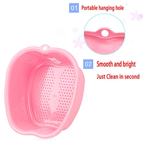Pink Plastic Foot Basin Bath Spa Tub with Convex Dots for Pedicure and Foot Massage