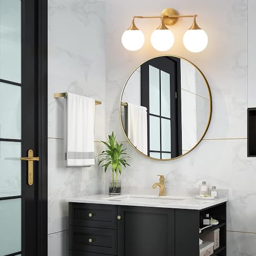 Gold 3-Light Vanity Light Fixture for Bathroom Mirror - Modern Retro Design