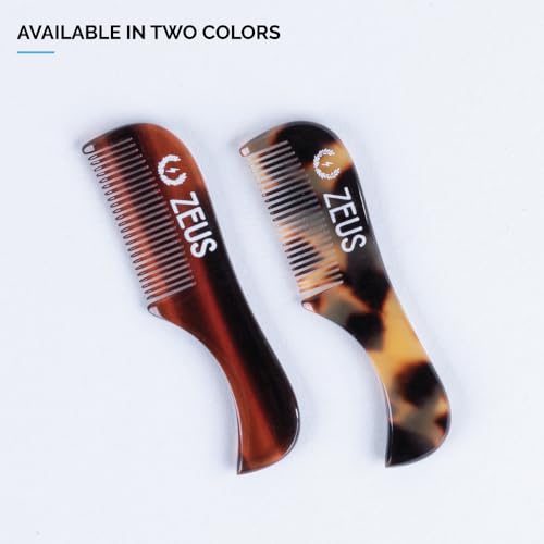 ZEUS Handmade Saw-Cut Mustache Comb for Men, Fine Tooth, Durable, Hand Polished Pocket Beard Comb, Grooming Essential (3 PACK) Traditional