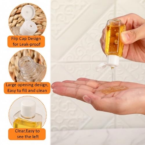 150 Pcs 30ml Clear Refillable Travel Bottles with White Flip Cap - Leakproof