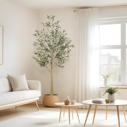 FEELEAD 6ft Faux Olive Tree with Textured Trunk & Lifelike Leaves - Indoor Decor