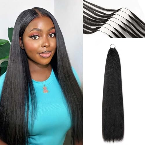 Kinky Straight Feather Crochet Hair for Black Women - 22 Inch, 90g, #1B Variation KS-90G