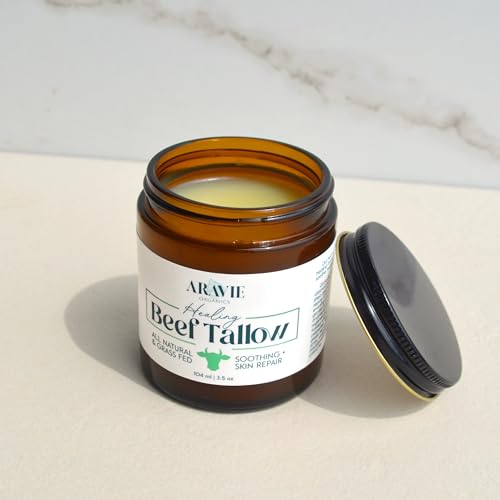 Natural Skin Healing and Repair Beef Tallow and Shea Butter Balm with Tea Tree Oil | Treats Scars, Rashes, and Soothes Dry, Sensitive, Irritated Skin | Infused with Organic Calendula Flowers 4 oz
