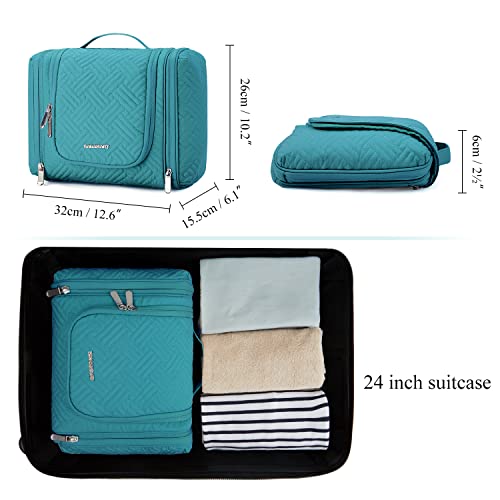 Hanging Toiletry Bag for Women - Large Blue Travel Organizer with Hook