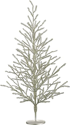 Silk Decor 40 Inch Tinsel Christmas Tree Antique Silver - Tabletop Holiday Tree