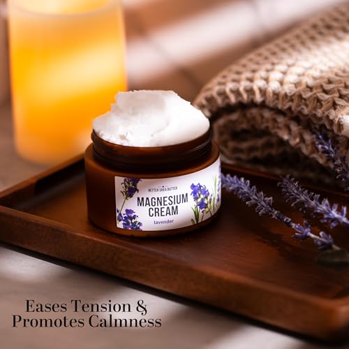 Lavender Magnesium Cream with Shea Butter - Night Relief Lotion for Muscle Tension & Cramps - Pregnancy & Kids Safe