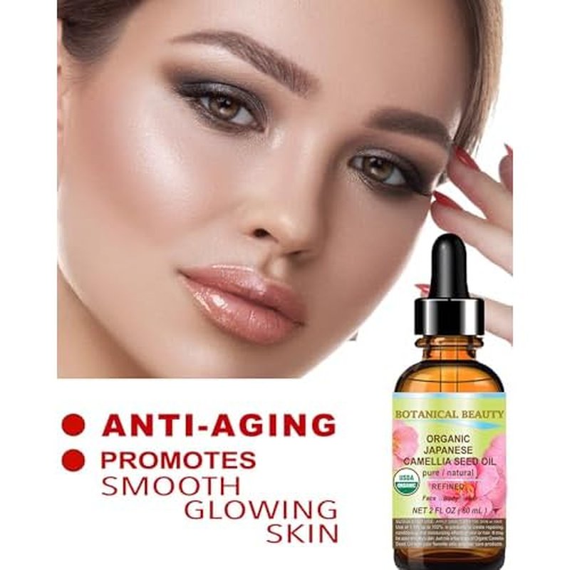 Botanical Beauty Japanese ORGANIC CAMELLIA Seed Oil. 100% Pure Natural Undiluted Refined Cold Pressed Carrier Oil to revitalize and rejuvenate the hair, skin and nails. 0.5 Fl. oz 15 ml