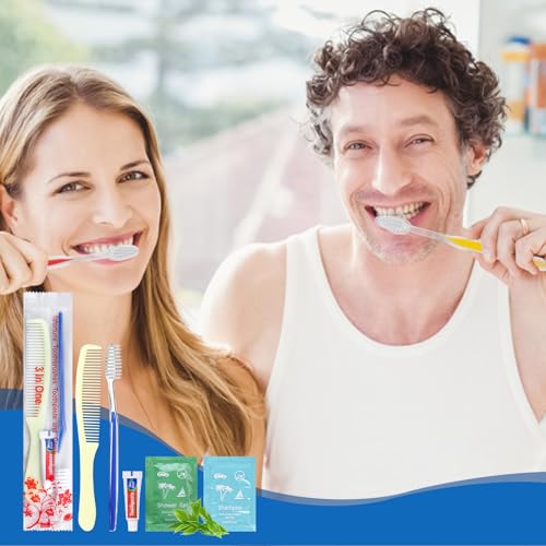 Bulk Hygiene Kits 100 Sets with Disposable Toothbrushes, Toothpaste & Comb - Travel & Donation Pack