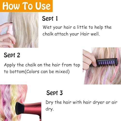 10 Colors Hair Chalk Comb for Girls Kids, Temporary Hair Dyeing for Kids, Adults and DIY Cosplay, Easy to Wash, Works on All Hair Colors