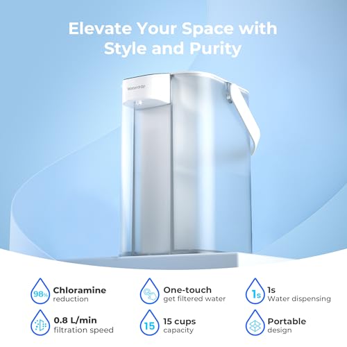 Waterdrop Electric Water Filter Pitcher 15-Cup NSF/ANSI 42 White Upgraded Chloramine