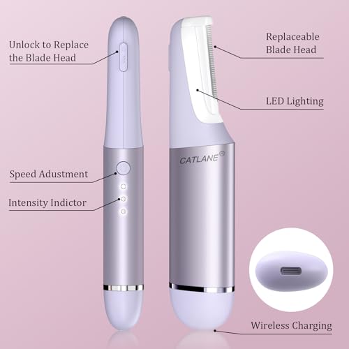 Dermaplane Razor for Women Face, Dermaplaning Tool for Face, Sonic Exfoliation & Peach Fuzz-Hair Removal System with 10 Dermaplaning Blades, Twilight Purple