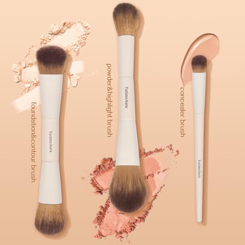 Ceamy Makeup Brush Set 10pc - Dual-Ended Vegan Brushes for Face & Eyes