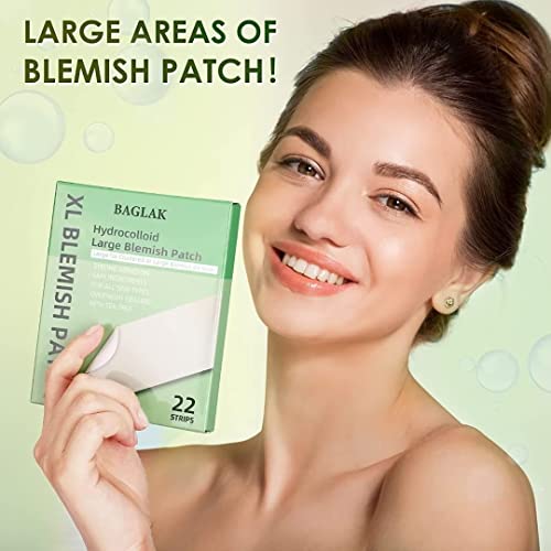 Large Blemish Patches - 22 XL Size Hydrocolloid Strips, Zit Stickers for Face Absorbing Cover - Facial Skin Care
