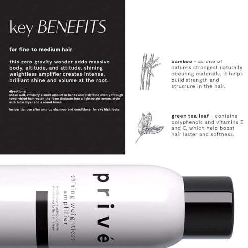 Privé Shining Weightless Hair Mousse - Volumizing Hair Foam 6.85 oz