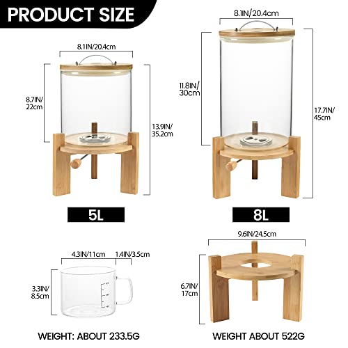 8L Glass Rice Dispenser with Airtight Lid & Measuring Cup - Durable Kitchen Storage