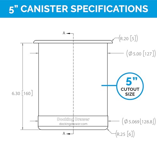 Docking Drawer 5" Stainless Steel Canister for Hot Tools, Capped Design, Safely Stow Styling Tools