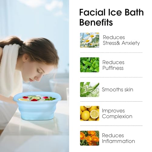Face Ice Bath Bowl ? Collapsible Silicone Facial Ice Bowl with Built-in Ice Tray for Cold Plunge ? Portable Skincare Tool for Skin Tightening, Puffiness Relief, Travel & Home Use (black)