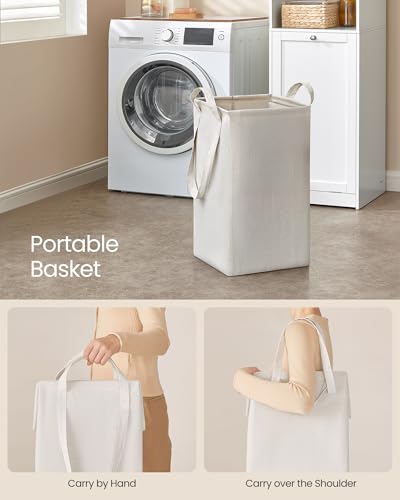 VASAGLE Tall Storage Cabinet with Removable Laundry Basket - Cloud White 15.8"L x 15.8"W x 66.9"H