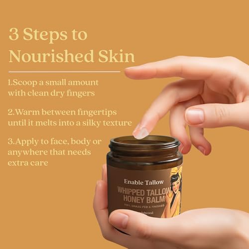 Enable Tallow Dry Whipped Beef Tallow & Manuka Honey Balm for Face & Body 4oz
