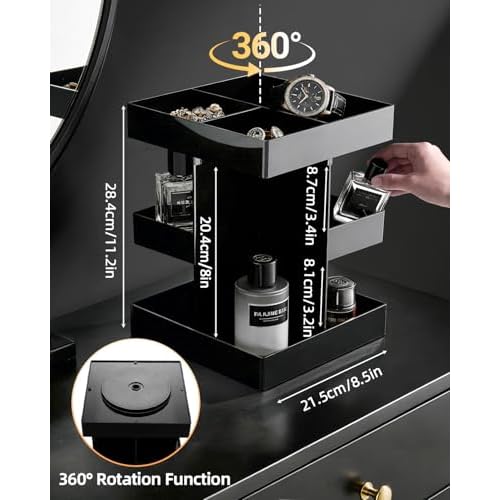 Cologne Organizer for Men 3 Tier Acrylic Perfume Holder Cologne Stand with Rotate Waterproof Perfume Shelf,Gifts for Dad From Wife,Husband Boyfriend Birthday Gift Ideas,Valentine's Day Gifts for Men