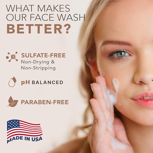 Face Wash and Scrub - USA Made with Natural & Organic Ingredients, Non Toxic Face Wash and Facial Exfoliator for Sensitive Skin, Gentle Cleanser for Women & Men