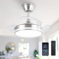 30-Inch Retractable Ceiling Fan with Lights - Brushed Nickel, Dimmable LED, Remote Control, 6 Speeds