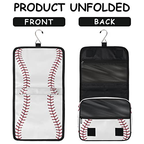 Travel Hanging Toiletry Bag for Women Men Baseball Cosmetic Bag Waterproof Makeup Organizer for Accessories, Shampoo, Full Sized Container, Toiletries for Bathroom Shower