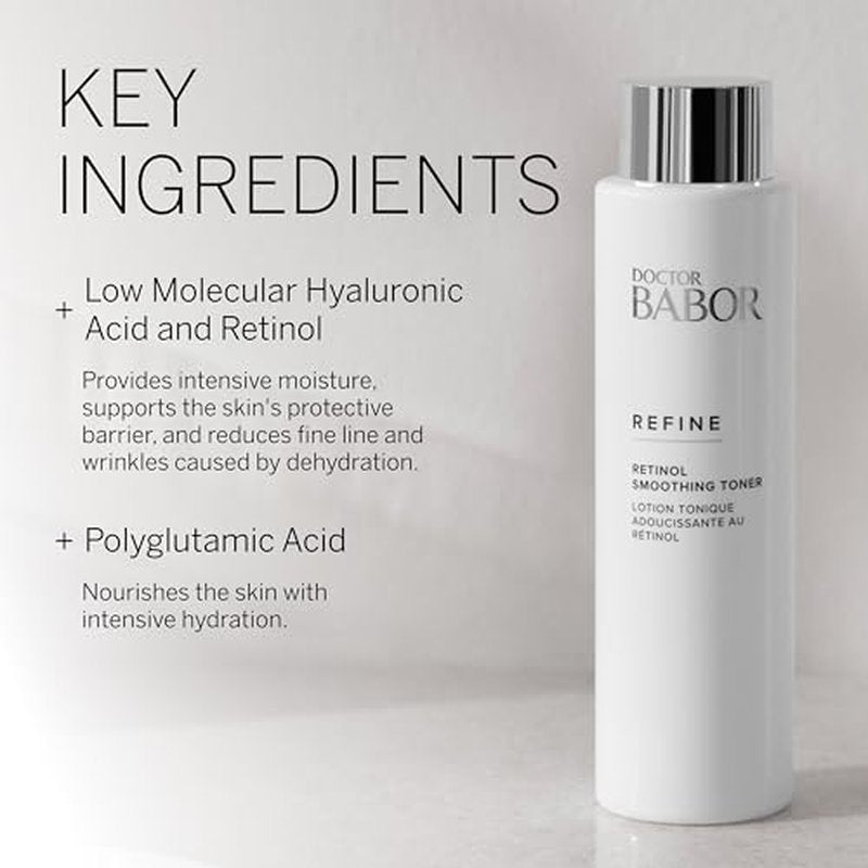 Doctor BABOR Refine Retinol Smoothing Toner, Travel Toner for Face, Hydrating and Reduces Winkles, Redness and Blemishes, 1 oz