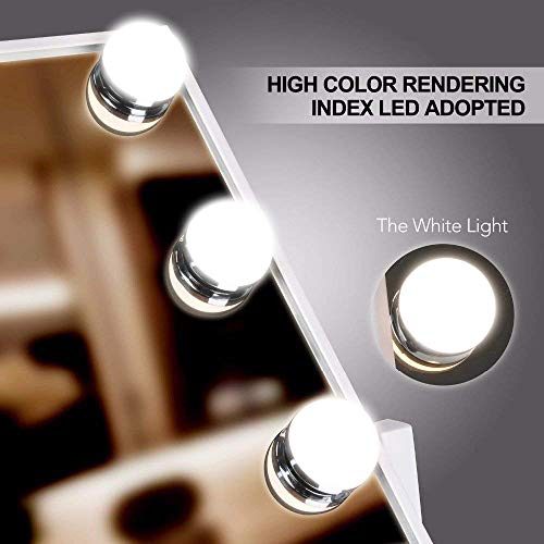Lights Vanity Mirror, 14.5" L x 12" W LED Makeup Mirror with 9 LED Lights,3 Modes Light Modes&Touch Control Dimmable Tabletop Makeup Mirror,Detachable 10X Magnification,360¡ÆRotation (White)