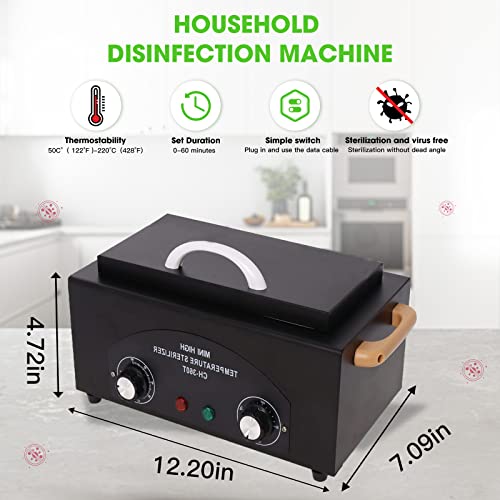 High Temperature Nail Tool Sterilizer with Timer - Black