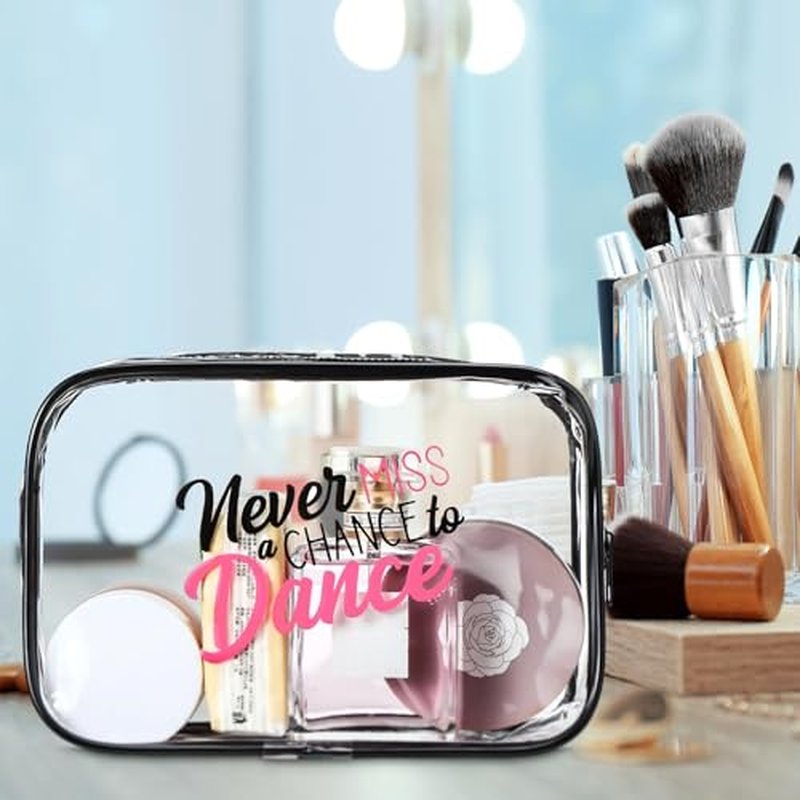 Abbylike 12 Pcs 7 x 4.7 x 2.4'' Dance Makeup Bags Gifts for Dancers Team Christmas Makeup Bags PVC Clear Cheer Case Toiletry Zipper Pouch for Women Christmas Xmas