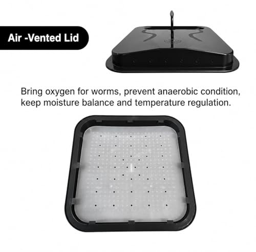 VermiHut Plus 5-Tray Worm Composter - Black, Indoor & Outdoor Vermicomposting Bin
