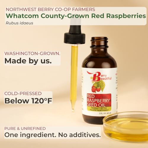Berry Beautiful Red Raspberry Seed Oil 4 fl oz - Cold Pressed, Unrefined, Skin & Hair Nourishing