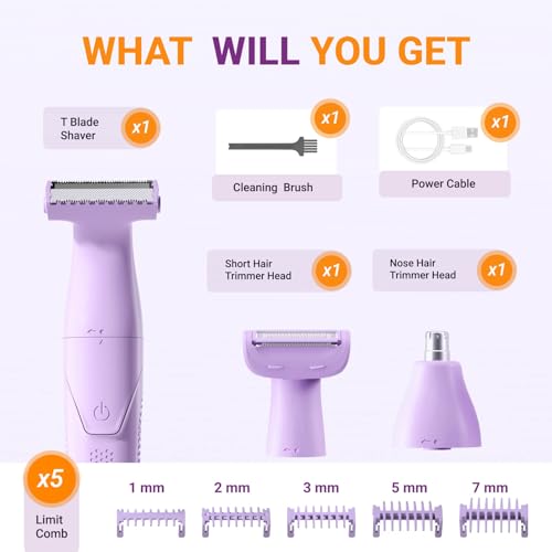 Unimiko Women's 3-in-1 Waterproof Bikini Trimmer & Shaver with Ceramic Blades
