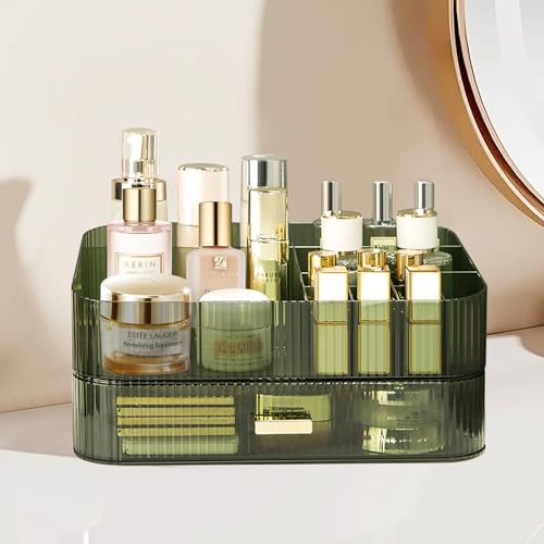 Large Capacity Makeup Organizer with Stackable Drawers and Compartments