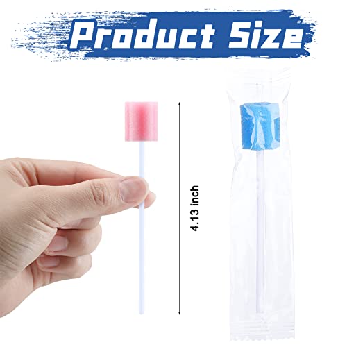 TrelaCo 500 Pcs Toothettes Oral Swabs Bulk Disposable Mouth Cotton Swabs Multicolor Sponge Individually Wrapped for Elderly Adults Oral Cavity Mouth Cleaning(Plum Blossom)