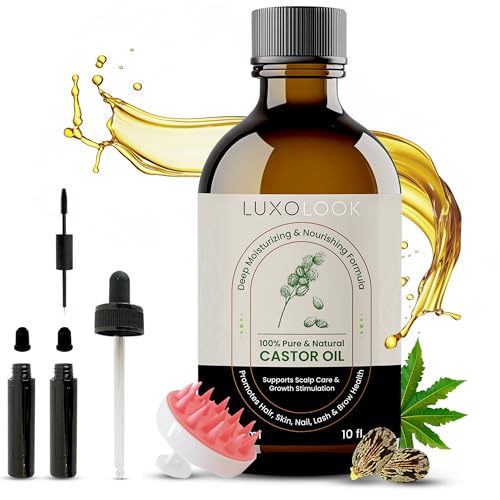 Cold-Pressed Castor Oil Kit for Hair Growth, Lashes & Skin - 10oz