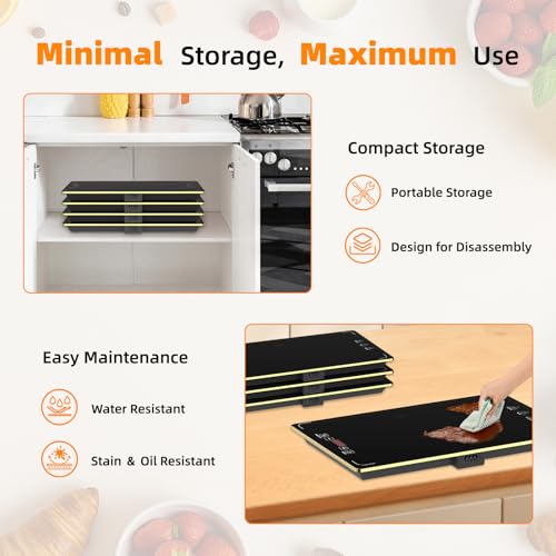 YEJOUMO Black 4-in-1 Detachable Electric Food Warming Tray 33x15 Inch
